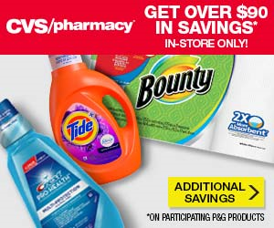 Save over $90 in savings on your favorite P&G brands At CVS!