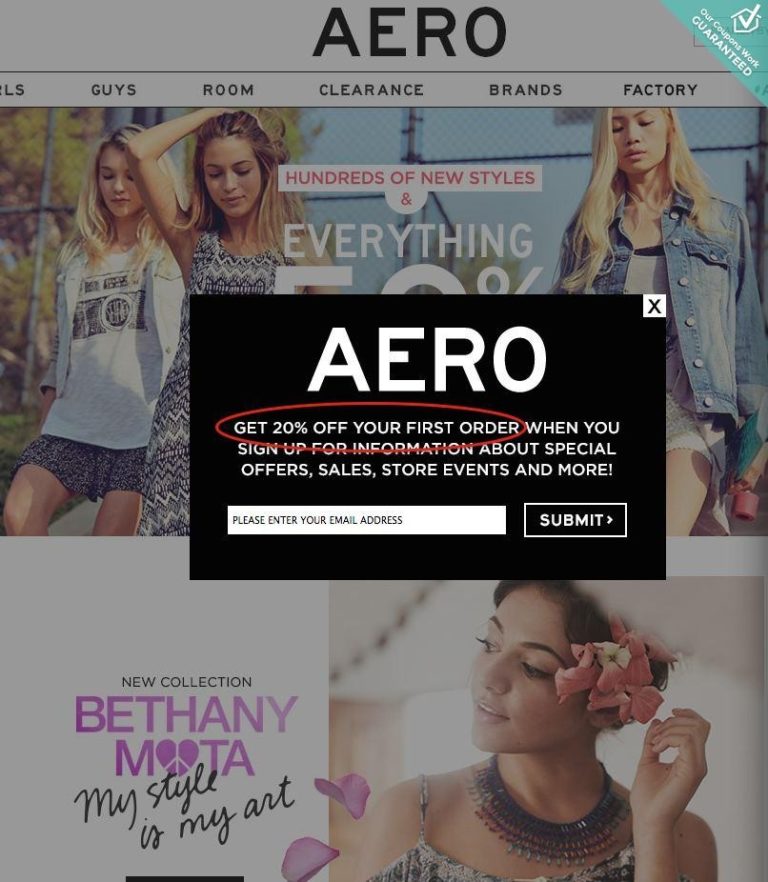 Save 20% off All Orders with Aeropostale Email Sign Up