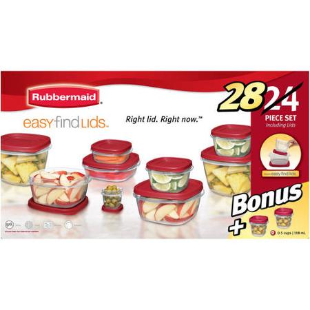 Walmart Value Of The Day: Rubbermaid Easy Find Lids 24-Piece Plus 4 Food Storage Set (Only $9.97)