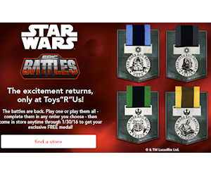 4 Free Star Wars Medals at Toys R Us!