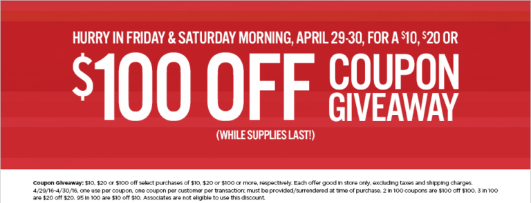 Free $10, $20 or $100 JCPenney Coupon Giveaway (In-Stores)
