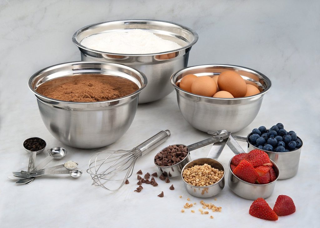 12 Piece Stainless Steel Mix & Measure Combo Set, Measuring Cups, Measuring Spoons and Mixing Bowls (only $16.99)