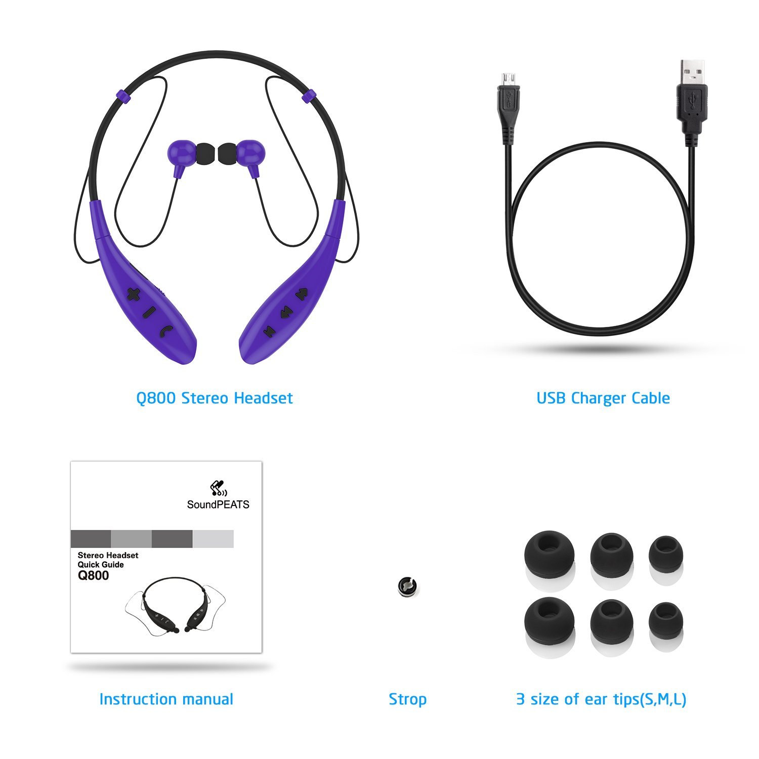 SoundPEATS Q800 Wireless Bluetooth Headset Stereo Neckband Sport Music Bluetooth Headphones