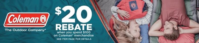 Get a $20 Rebate When you Spend $100 on Coleman Merchandise at Walmart.com!