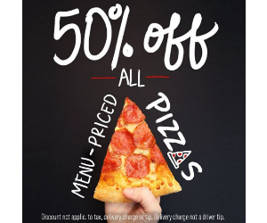 Save 50% off Pizza Hut Online Orders
