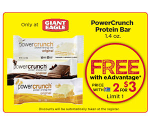 Free PowerCrunch Protein Bar at Giant Eagle