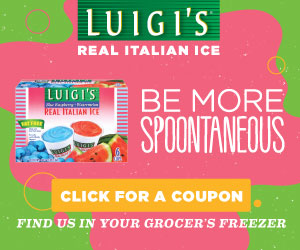 Save – $.50 OFF on any one LUIGI’S Real Italian Ice