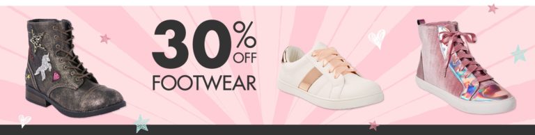 Save 30% OFF Footwear At Justice