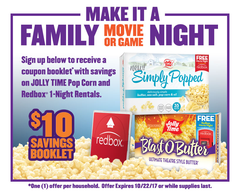 Free Jolly Time and Redbox coupon booklet!