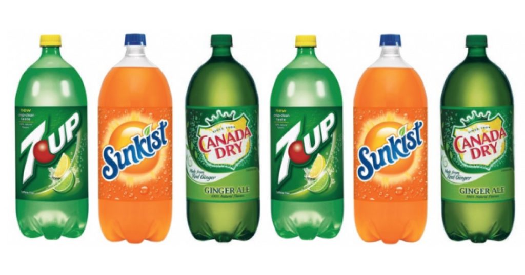 New Soda Coupon – Save $0.55 on 2 Sunkist, A&W, 7UP, Canada Dry or Sun Drop 2L bottles or 6-pk