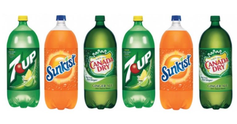 New Soda Coupon – Save $0.55 on 2 Sunkist, A&W, 7UP, Canada Dry or Sun Drop 2L bottles or 6-pk
