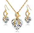 Crystal Heart Necklace Earrings Jewelry Set ONLY $3 Shipped