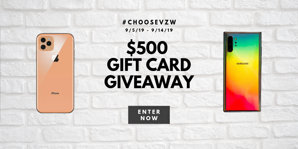 $500 Gift Card Giveaway #ChooseVZW