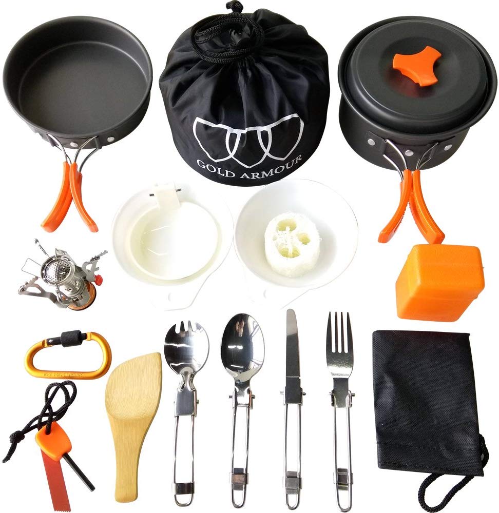 Gold Armour 17-Pc Camping Cookware Mess Kit