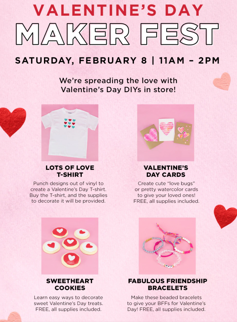 Free Valentine’s Day MAKERFest Event at Michaels