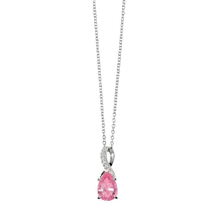 Beautiful Pink Hope Sterling Silver CZ Necklace