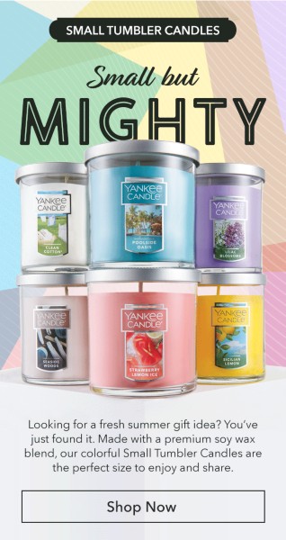 Yankee Candle – Buy 1 Small Tumbler Candle & Get 1 Free (Reg. $17 ea)