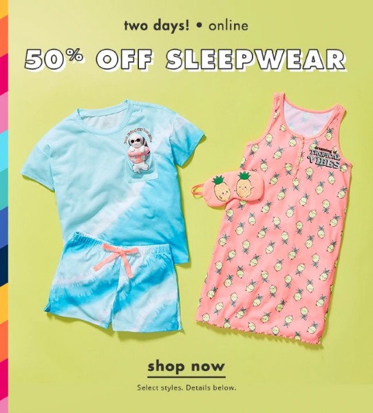 2 Days Only – Save 50% Off On Sleepwear At Justice