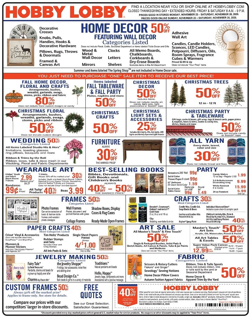 Hobby Lobby Black Friday Ad
