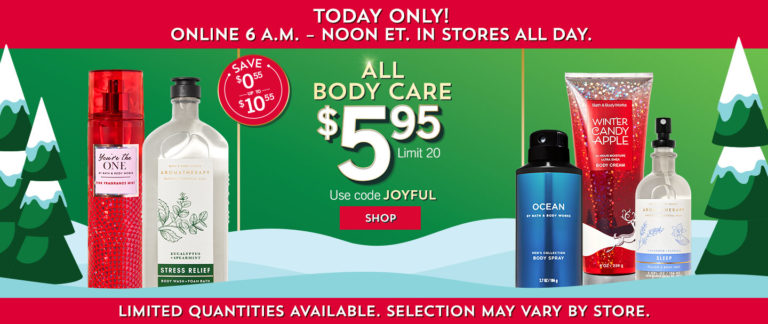 Today Only! All Bath & Body Works Body Care Only $5.95