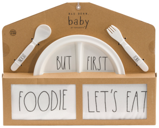 RAE DUNN Baby Melamine Feeding Set With Bodysuit Only $10
