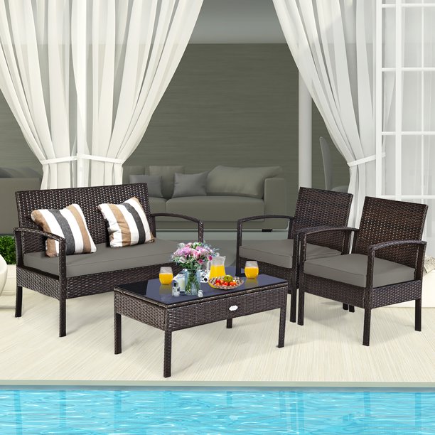 4 Piece Patio Rattan Wicker Furniture Set Only $189.99 (Reg. $469.99) + Free Shipping