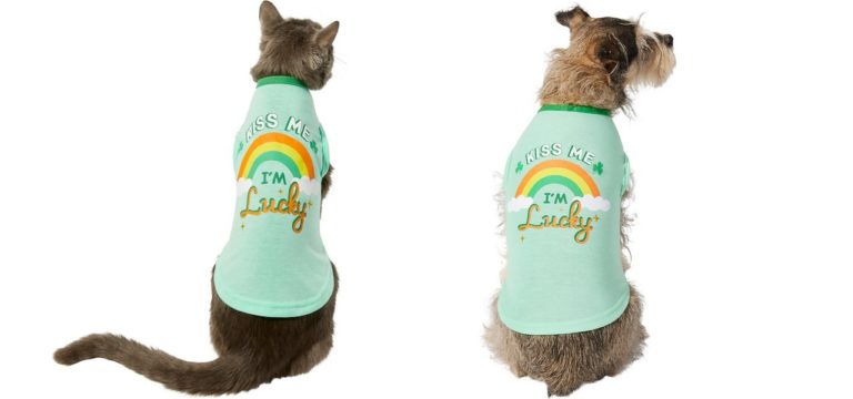Kiss Me I’m Lucky Dog & Cat T-Shirt Only $5.50 Was  $10.99