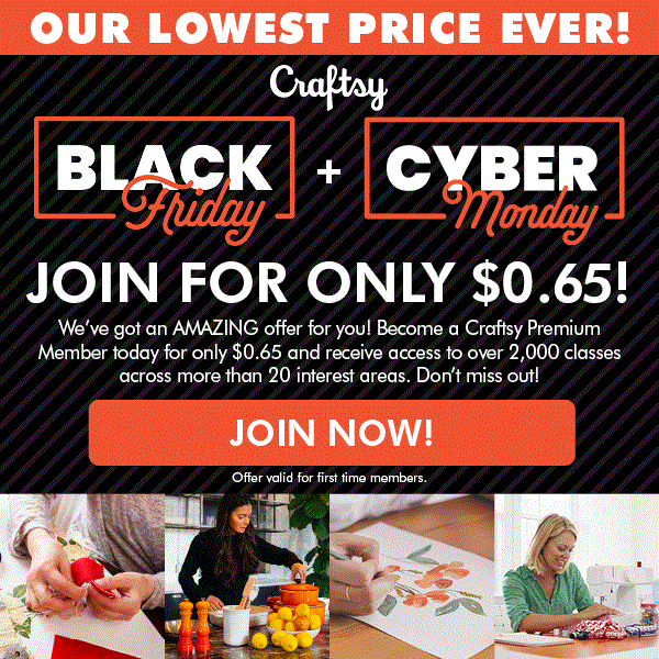 Craftsy Black Friday Membership ONLY $0.65 – Live Art & Craft Class