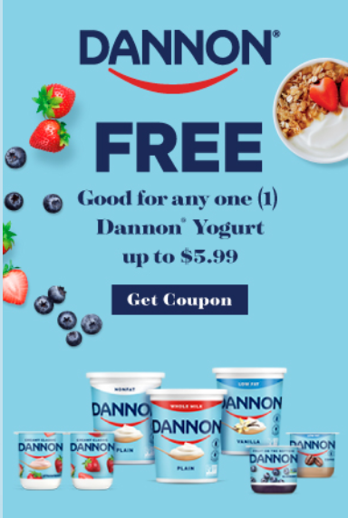 Free Dannon Yogurt Product Coupon – $5.99 Value!