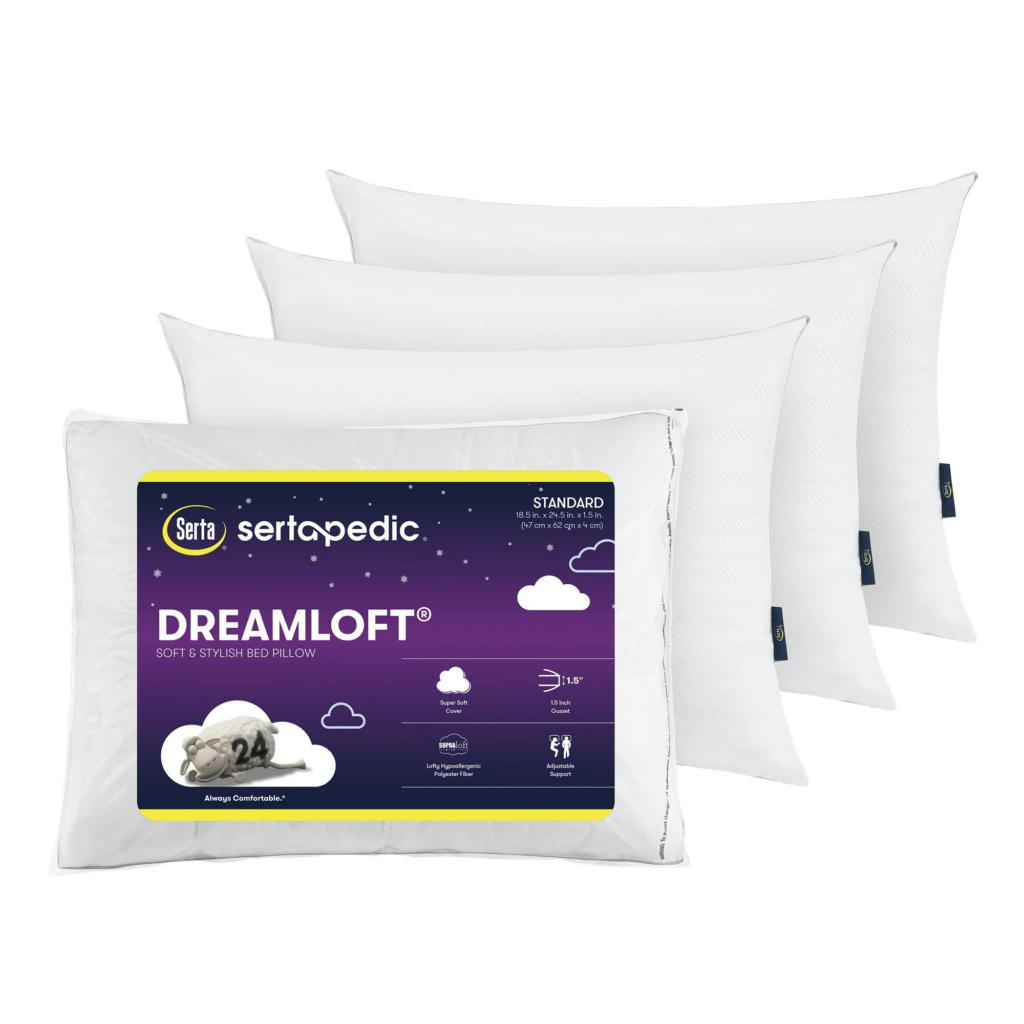 4 Pack Sertapedic Dreamloft Standard Bed Pillows Just $20