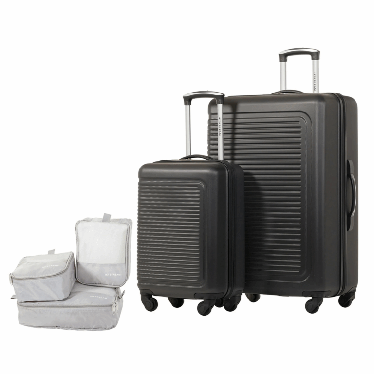 5pc Hardside Rolling Spinner Upright Luggage Set With 3pc Packing Cubes