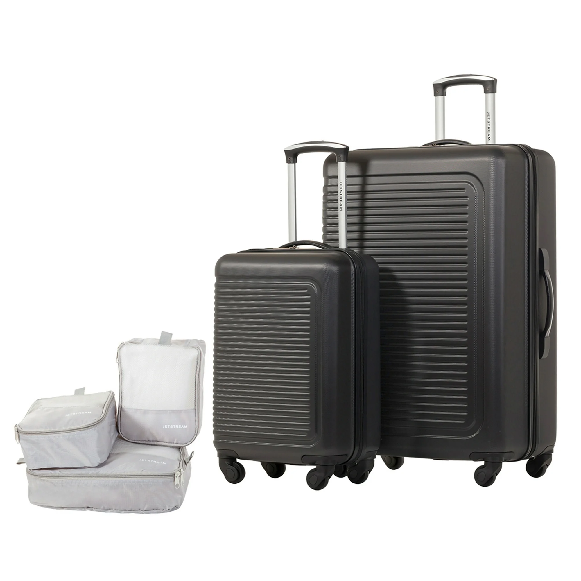 5pc Hardside Rolling Spinner Upright Luggage Set With 3pc Packing Cubes